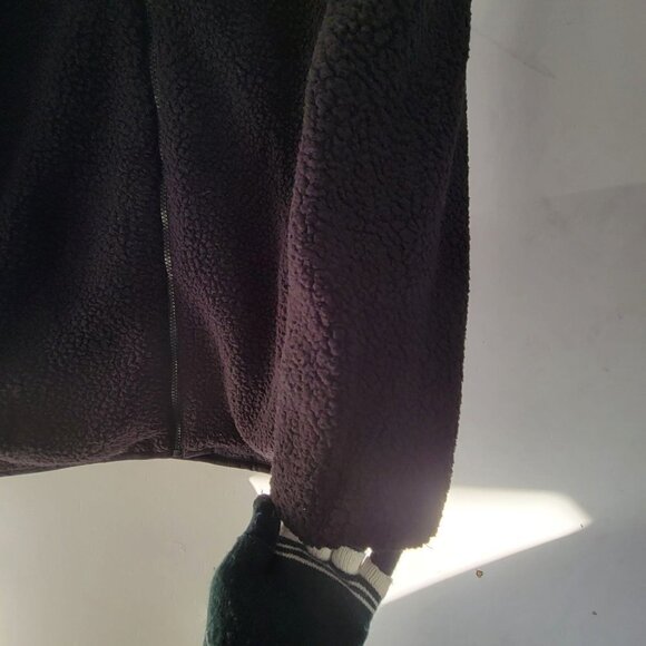 Old Navy Kids Black Reversible Windbreaker Waterpoof Sherpa Zip Up Hooded Jacket - Picture 5 of 12